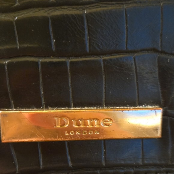 Vintage Dune London Black Croc-Embossed Satchel with Gold Accents - Picture 2 of 8